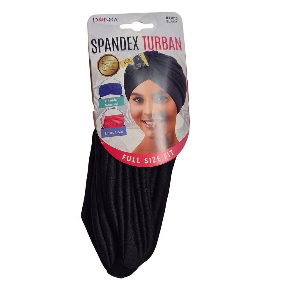Black Spandex Turban Full Size Fit New